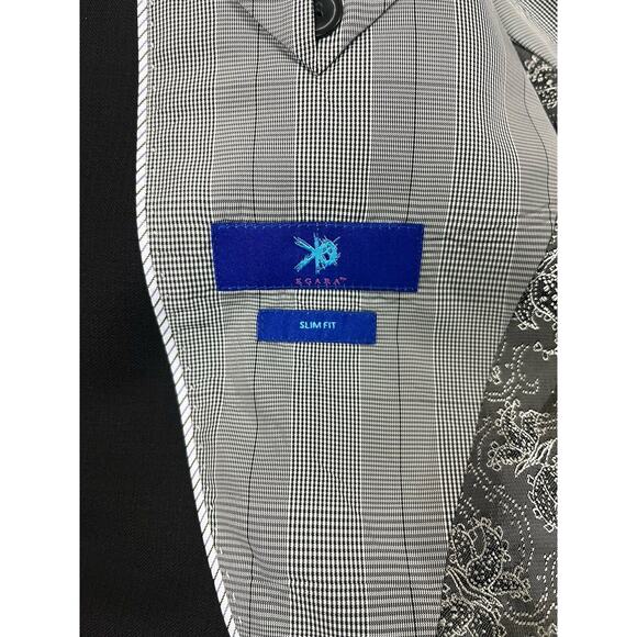 Egara Black Slim Fit Super 120 Wool Blazer Suit Jacket Size 40 Regular 34 Waist - Picture 6 of 8